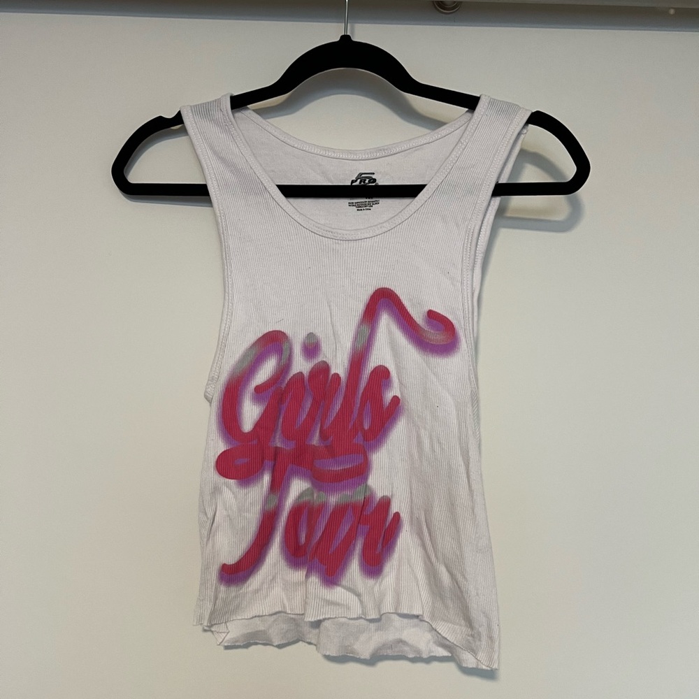 Sorella Boutique Girls Tour Airbrush Tank Crop- White